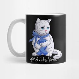 Cute Cat Erb's Palsy Awareness Month Blue Ribbon Survivor Survivor Gift Idea Mug